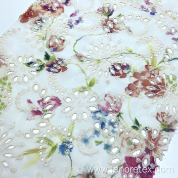 100% Polyester Woven Floral Print Chiffon Embroidery Fabric